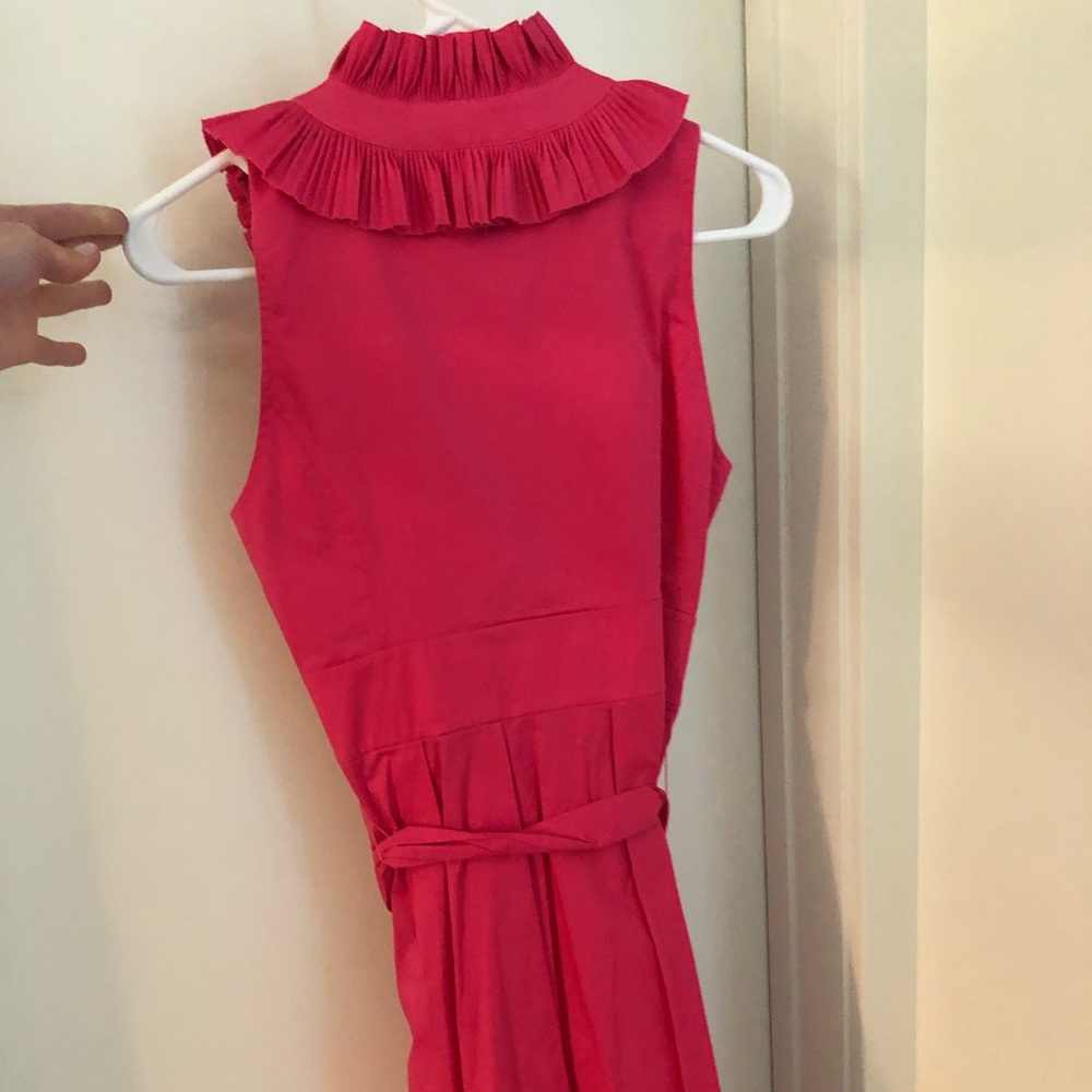 White House Black Market Pink Dress Ruffled Collar - Picture 6 of 12